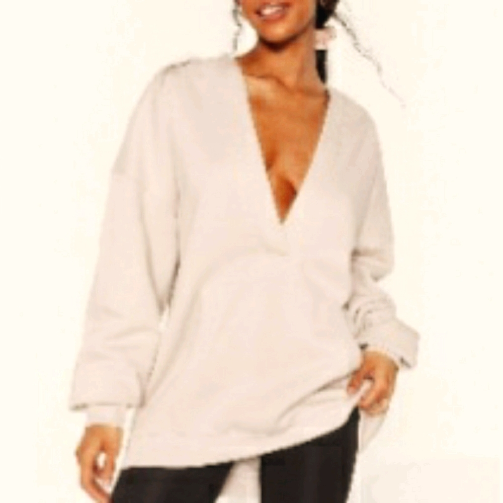 deep V hooded sweater